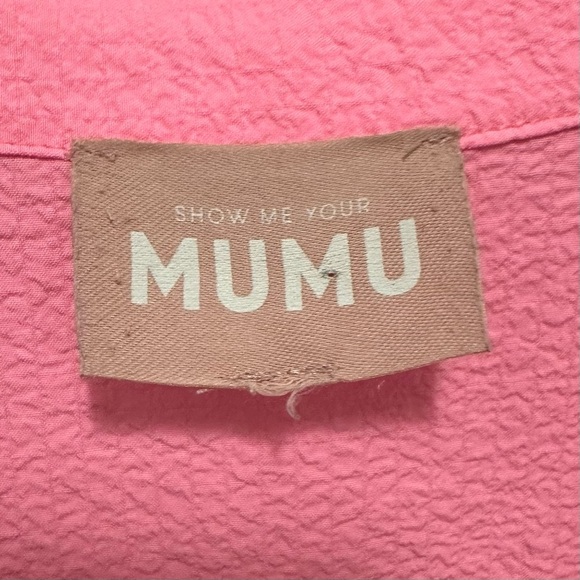 Show Me Your Mumu Johns Button Down Shirt Dress Electric Pink XL+ Neon Oversized - Picture 9 of 10